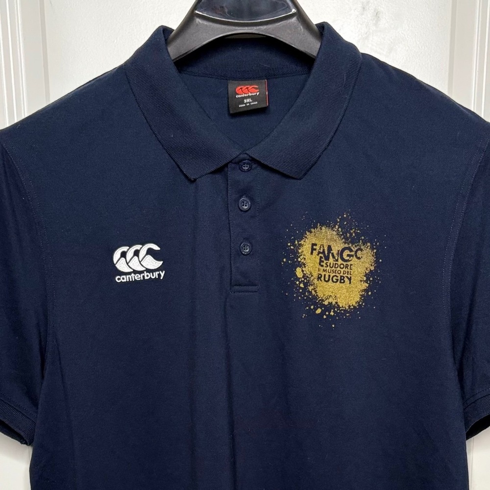Canterbury Mens 3XL Navy Blue Fango E Sudore Il Museo Del Rugby Polo Shirt